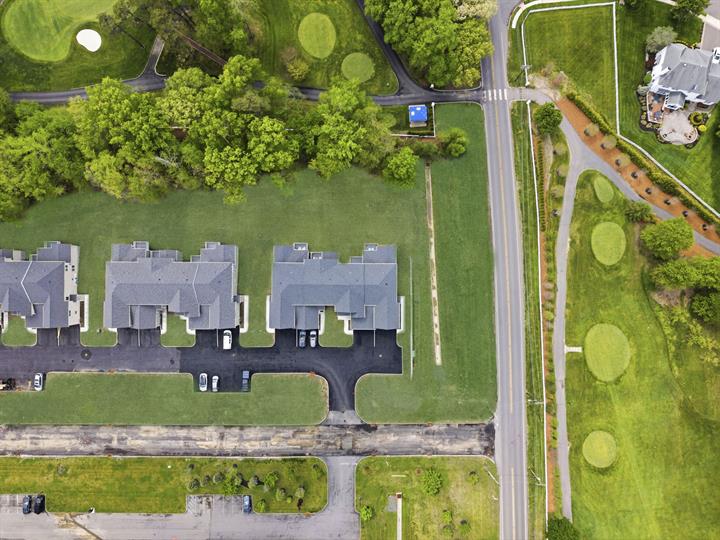 Overhead view of the townhomes beside the fairways