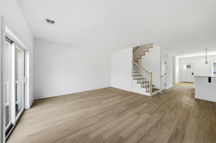 Open living area to kitchen
